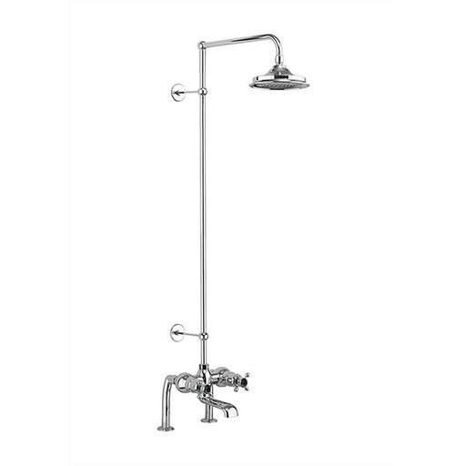 Burlington Tay Thermostatic Bath Shower Mixer Deck Mounted with Rigid Riser & Swivel Shower Arm with 6 inch Rose - Unbeatable Bathrooms