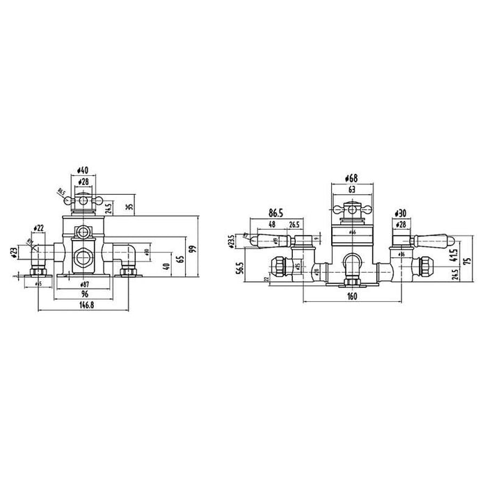 Hudson Reed Topaz Black Triple Exposed Shower Valve - Unbeatable Bathrooms