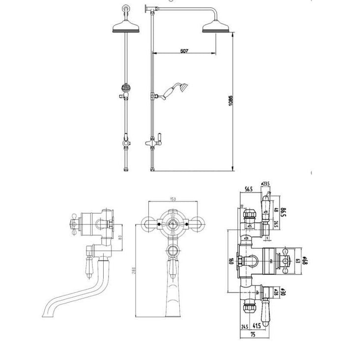 Hudson Reed Topaz Black Trip Exposed Valve Riser & Spout - Unbeatable Bathrooms