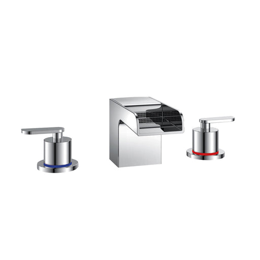 Flova Cascade 3-Hole Deck Mounted Basin Mixer with Slotted Clicker Waste Set - Unbeatable Bathrooms
