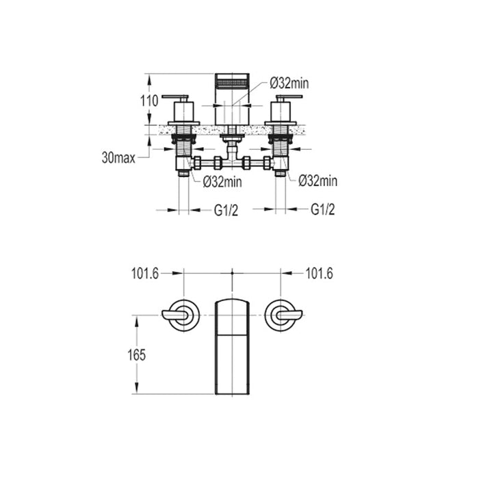 Flova Cascade 3-Hole Deck Mounted Bath Filler - Unbeatable Bathrooms