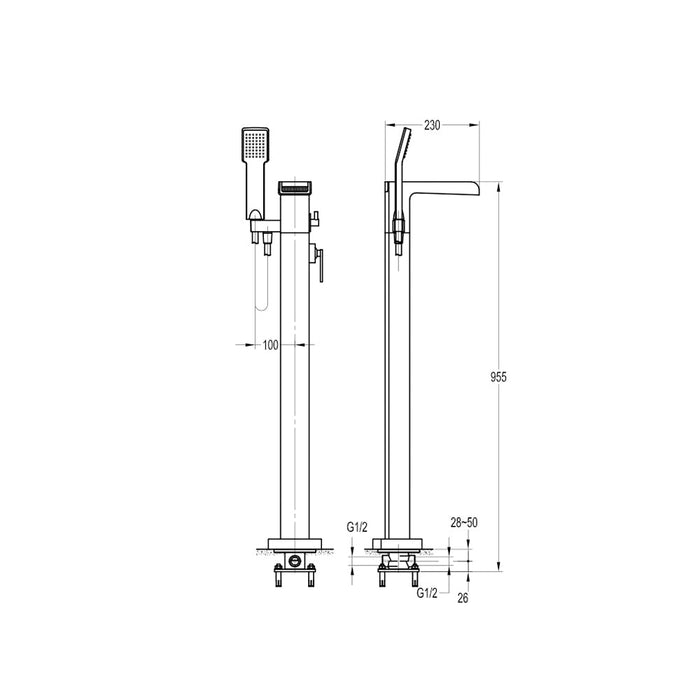 Flova Cascade Floor Standing Bath and Shower Mixer - Unbeatable Bathrooms