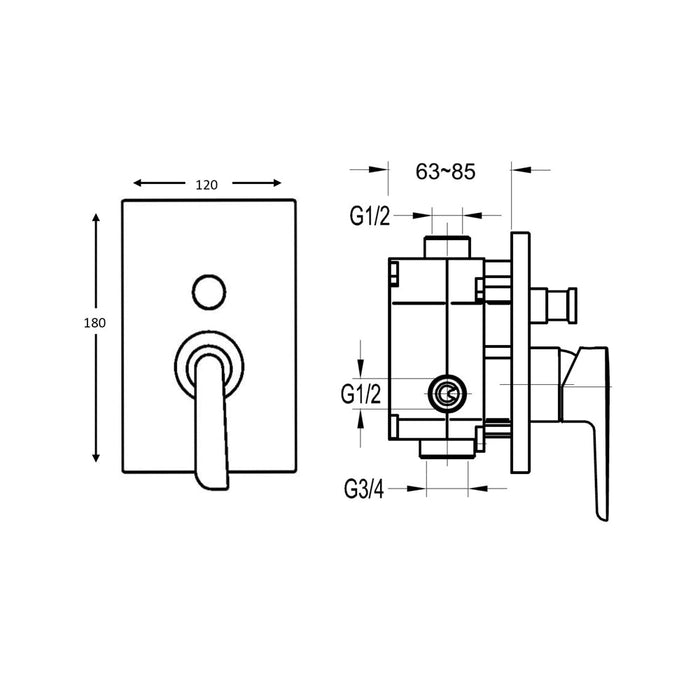 Flova Cascade Concealed 2-Outlet Manual Shower Mixer - Unbeatable Bathrooms