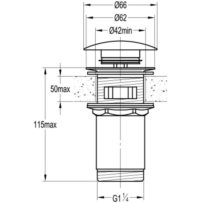 Flova Universal Slotted/Unslotted Basin Clicker Waste - Chrome - Unbeatable Bathrooms
