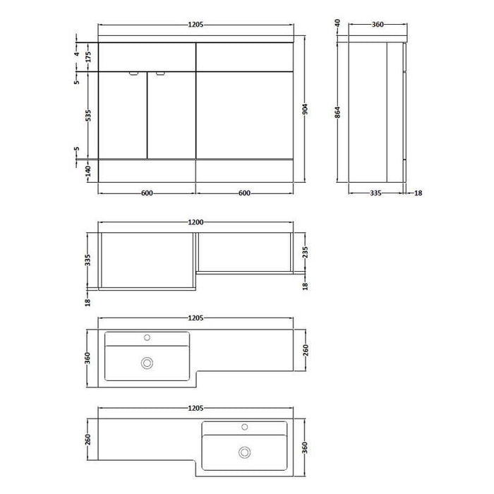 Hudson Reed Fusion 1200mm Vanity Unit Pack - Floor Standing 2 Door Unit - Unbeatable Bathrooms