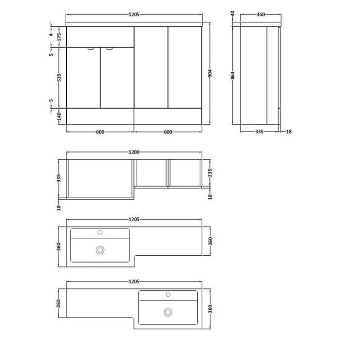 Hudson Reed Fusion 1200mm Vanity Unit Pack - Floor Standing 2 Door Unit - Unbeatable Bathrooms