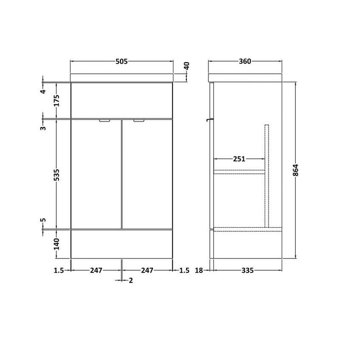 Hudson Reed Fusion Vanity Unit - Floor Standing 1 & 2 Door Units with Polymarble Basin - Unbeatable Bathrooms