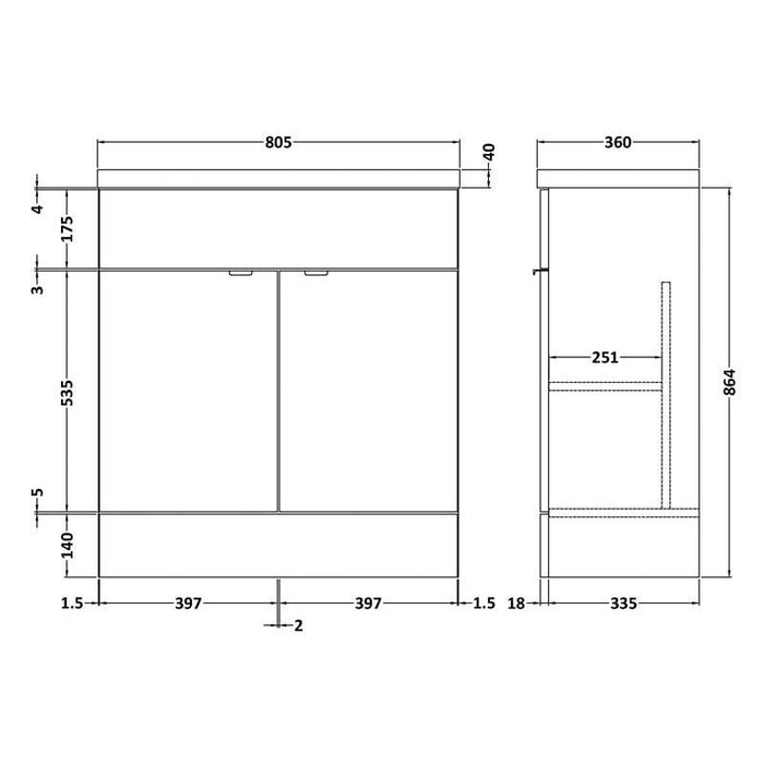 Hudson Reed Fusion Vanity Unit - Floor Standing 2 Door Unit with Basin (Full Depth) - Unbeatable Bathrooms