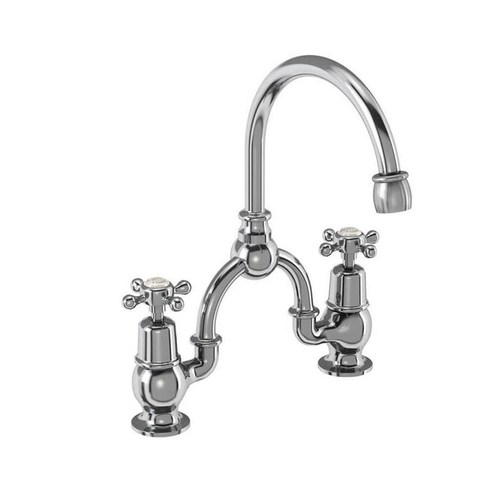 Burlington Claremont 2 Tap Hole Arch Mixer with Curved Spout (200mm centres) - Unbeatable Bathrooms