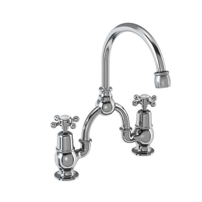 Burlington Claremont 2 Tap Hole Arch Mixer with Curved Spout (200mm centres) - Unbeatable Bathrooms
