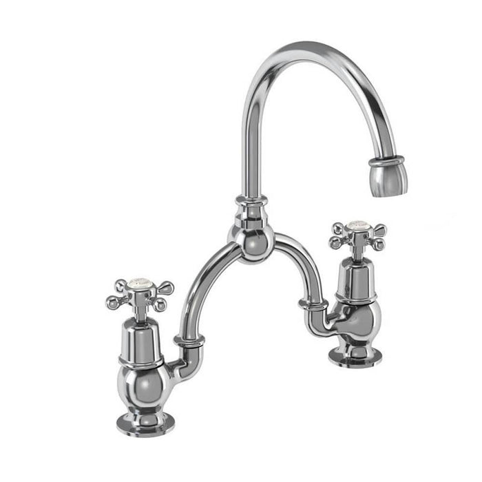 Burlington Claremont 2 Tap hole Arch Mixer with Curved Spout (230mm centres) - Unbeatable Bathrooms