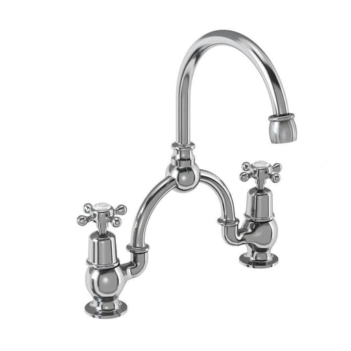Burlington Claremont 2 Tap hole Arch Mixer with Curved Spout (230mm centres) - Unbeatable Bathrooms