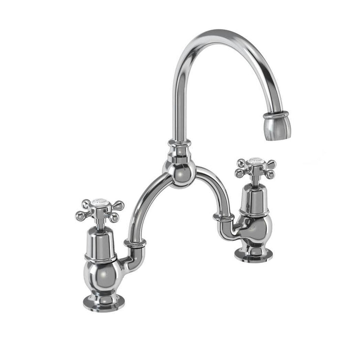 Burlington Claremont 2 Tap hole Arch Mixer with Curved Spout (230mm centres) - Unbeatable Bathrooms