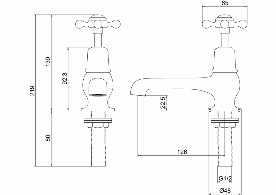 Burlington Claremont 5 Inch Basin Taps - Unbeatable Bathrooms