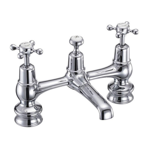 Burlington Claremont Regent 2 Tap Hole Bridge Basin Mixer with Plug & Chain Waste & Swivel Spout - Unbeatable Bathrooms