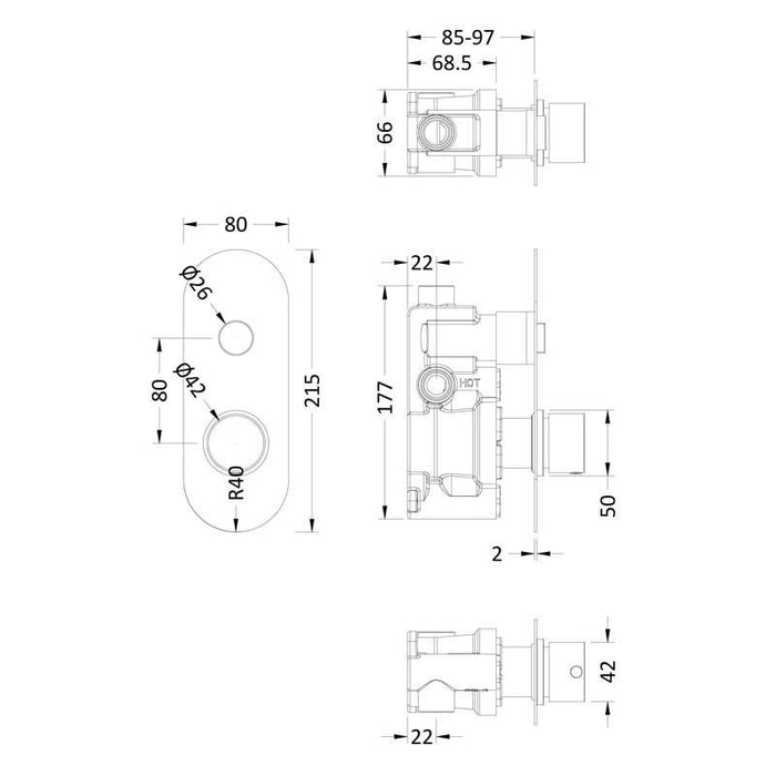 Hudson Reed Ignite Round Shower Valve (1 Outlet) - Unbeatable Bathrooms