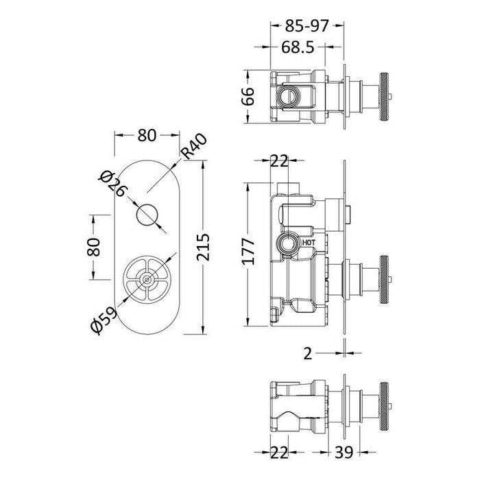 Hudson Reed Industrial Single Push Button Shower Valve - Unbeatable Bathrooms
