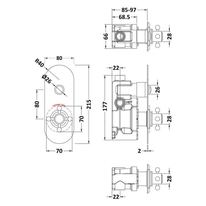 Hudson Reed Topaz Single Push Button Shower Valve - Unbeatable Bathrooms