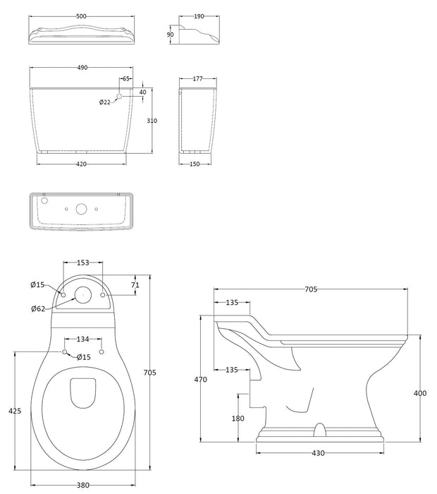 Hudson Reed Chancery Close Coupled Toilet - Unbeatable Bathrooms