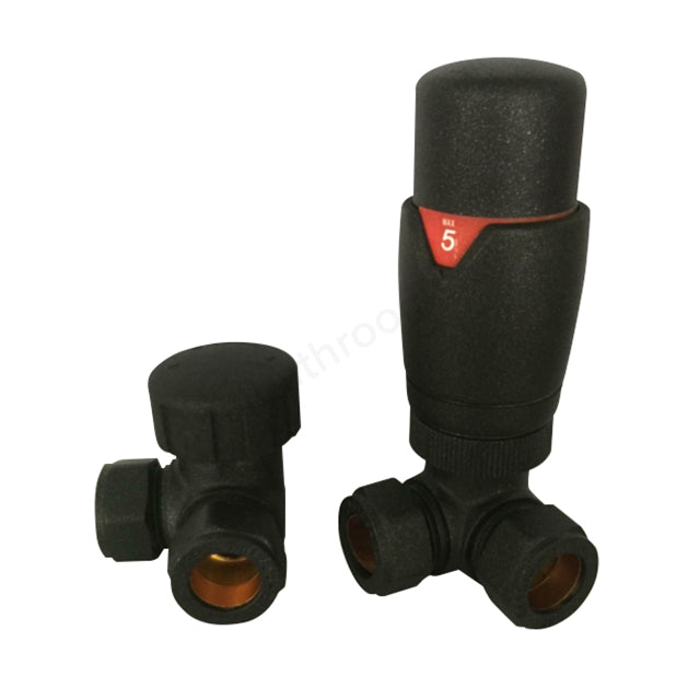 Essential Anthracite Corner Thermostatic Radiator Valve Pack (Pairs) - Unbeatable Bathrooms