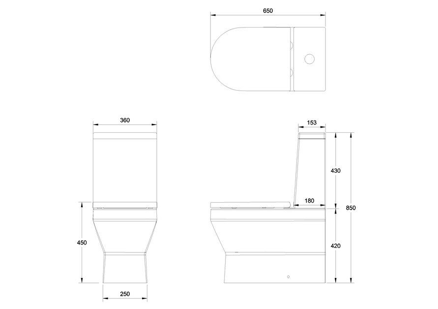 Britton Curve 2 Rimless Close Coupled Toilet (Closed Back) - Unbeatable Bathrooms