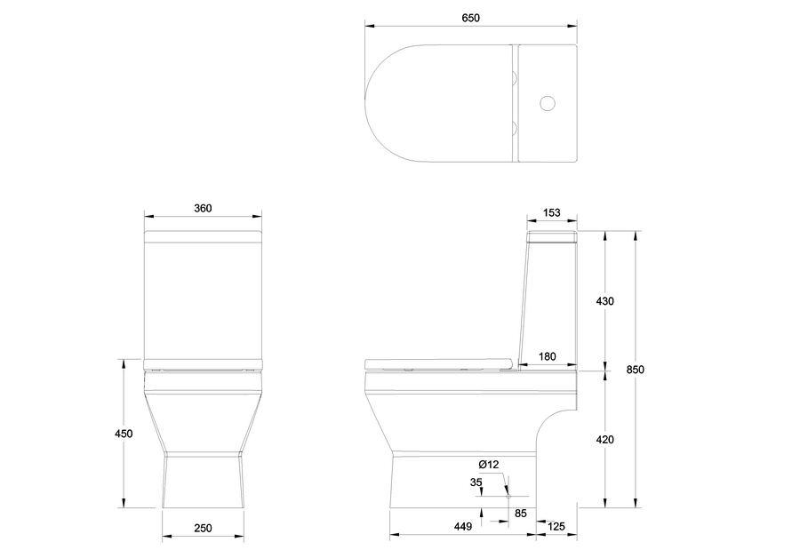 Britton Curve 2 Rimless Open Back Close Coupled Toilet with Soft Close Seat - Unbeatable Bathrooms