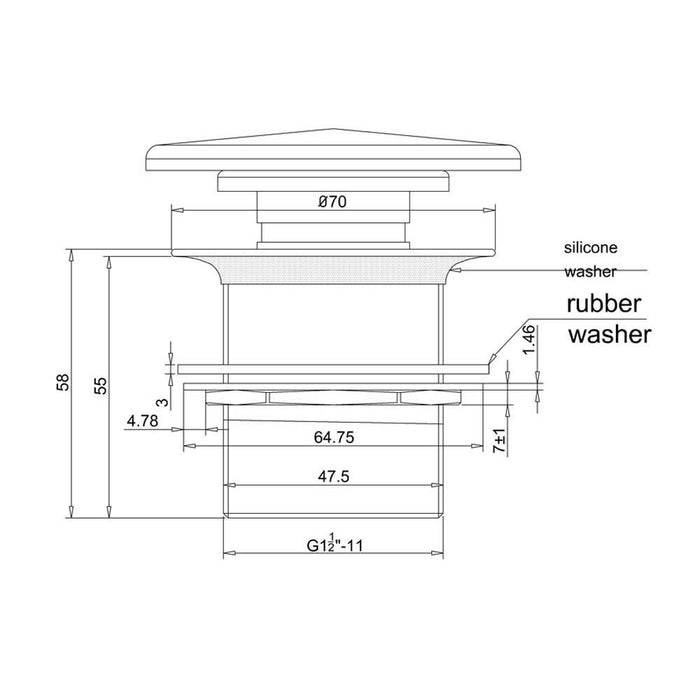 Clearwater Click Clack Bath Waste (Unslotted) With White Clearstone Cover - Unbeatable Bathrooms