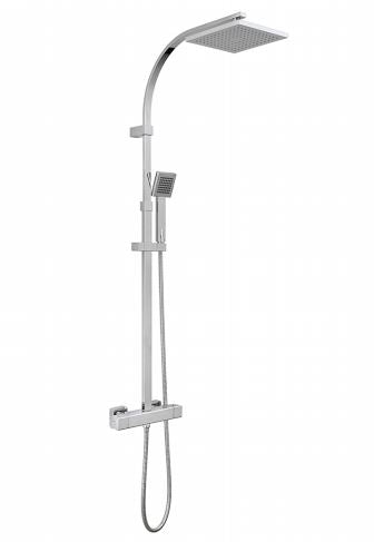 Vado BOKX Square Dual Thermostatic Mixer Shower with Adjustable Slider & Fixed Overhead - Unbeatable Bathrooms