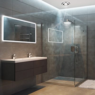 HiB Cyclone Cool White LED Illuminated Inline Ceiling Fan - Chrome - Unbeatable Bathrooms