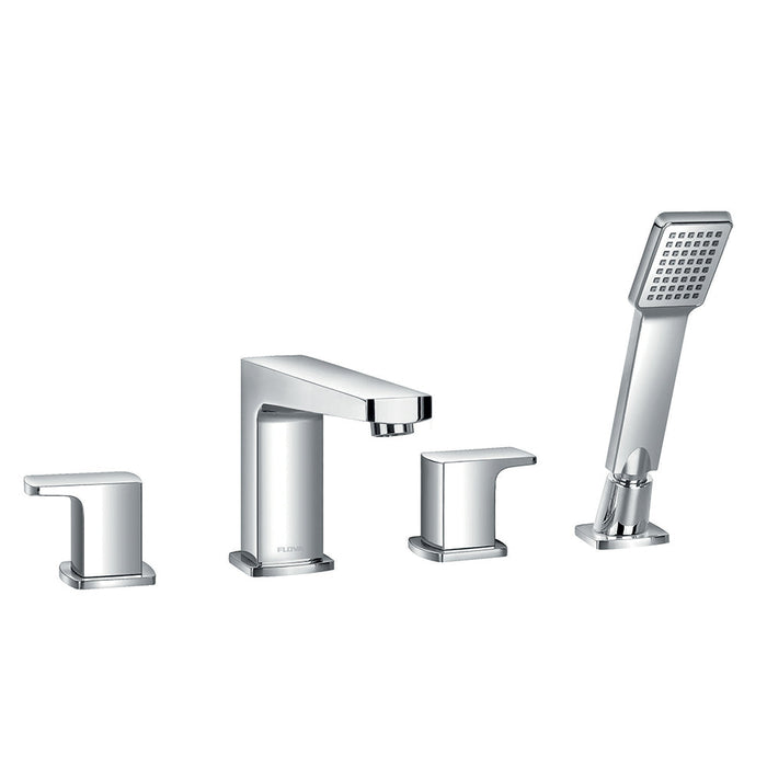 Flova Dekka 4-Hole Deck Mounted Bath and Shower Mixer with Shower Set - Unbeatable Bathrooms