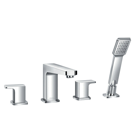 Flova Dekka 4-Hole Deck Mounted Bath and Shower Mixer with Shower Set - Unbeatable Bathrooms