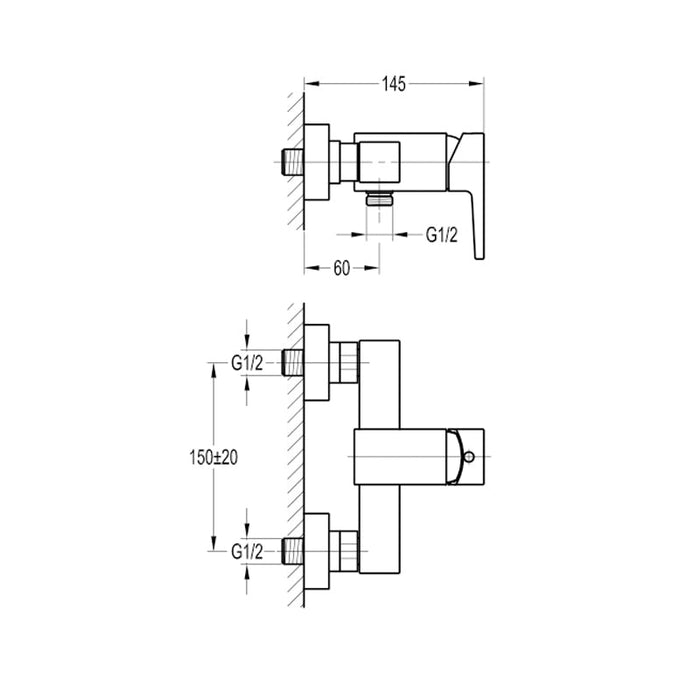 Flova Dekka Wall Mounted Bath and Shower Mixer - Unbeatable Bathrooms