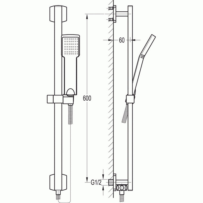 Flova Dekka Slide Rail Kit with Integral Wall Outlet - Unbeatable Bathrooms