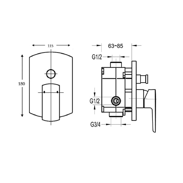Flova Dekka Concealed 2-Outlet Manual Mixer - Unbeatable Bathrooms