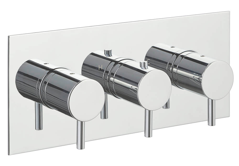JTP Florence Thermostatic Concealed 3 Outlet Horizontal Designer Handle - Unbeatable Bathrooms