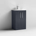 Nuie Deco 500mm Floor Standing 2 Door Fluted Vanity Unit & Basin - Satin Anthracite - Unbeatable Bathrooms