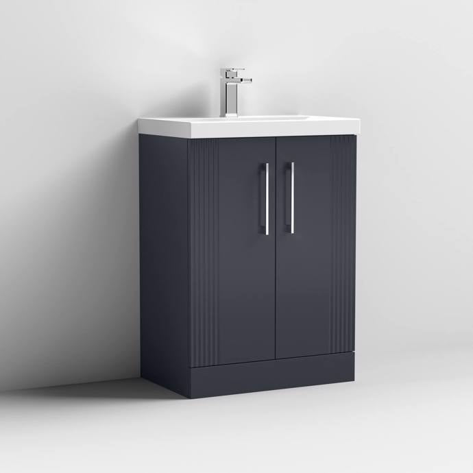 Nuie Deco 600mm Floor Standing 2-Door Vanity Unit & Basin (Various) - Unbeatable Bathrooms