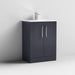Nuie Deco 600mm Floor Standing 2 Door Fluted Vanity Unit & Basin - Satin Anthracite - Unbeatable Bathrooms