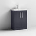 Nuie Deco 600mm Floor Standing 2 Door Fluted Vanity Unit & Basin - Satin Anthracite - Unbeatable Bathrooms