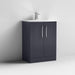 Nuie Deco 600mm Floor Standing 2 Door Fluted Vanity Unit & Basin - Satin Anthracite - Unbeatable Bathrooms