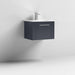 Nuie Deco 500mm Wall Hung 1 Drawer Fluted Vanity Unit & Basin - Satin Anthracite - Unbeatable Bathrooms