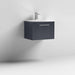 Nuie Deco 500mm Wall Hung 1 Drawer Fluted Vanity Unit & Basin - Satin Anthracite - Unbeatable Bathrooms