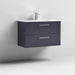 Nuie Deco 800mm Wall Hung 2 Drawer Fluted Vanity Unit & Basin - Satin Anthracite - Unbeatable Bathrooms