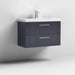 Nuie Deco 800mm Wall Hung 2 Drawer Fluted Vanity Unit & Basin - Satin Anthracite - Unbeatable Bathrooms