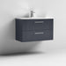 Nuie Deco 800mm Wall Hung 2 Drawer Fluted Vanity Unit & Basin - Satin Anthracite - Unbeatable Bathrooms