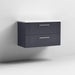 Nuie Deco 800mm Wall Hung 2 Drawer Fluted Vanity Unit & Worktop - Satin Anthracite - Unbeatable Bathrooms