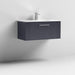 Nuie Deco 800mm Wall Hung 1 Drawer Fluted Vanity Unit & Basin - Satin Anthracite - Unbeatable Bathrooms