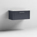 Nuie Deco 800mm Wall Hung 1 Drawer Fluted Vanity Unit & Worktop - Satin Anthracite - Unbeatable Bathrooms