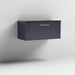 Nuie Deco 800mm Wall Hung 1 Drawer Fluted Vanity Unit & Worktop - Satin Anthracite - Unbeatable Bathrooms