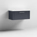 Nuie Deco 800mm Wall Hung 1 Drawer Fluted Vanity Unit & Worktop - Satin Anthracite - Unbeatable Bathrooms